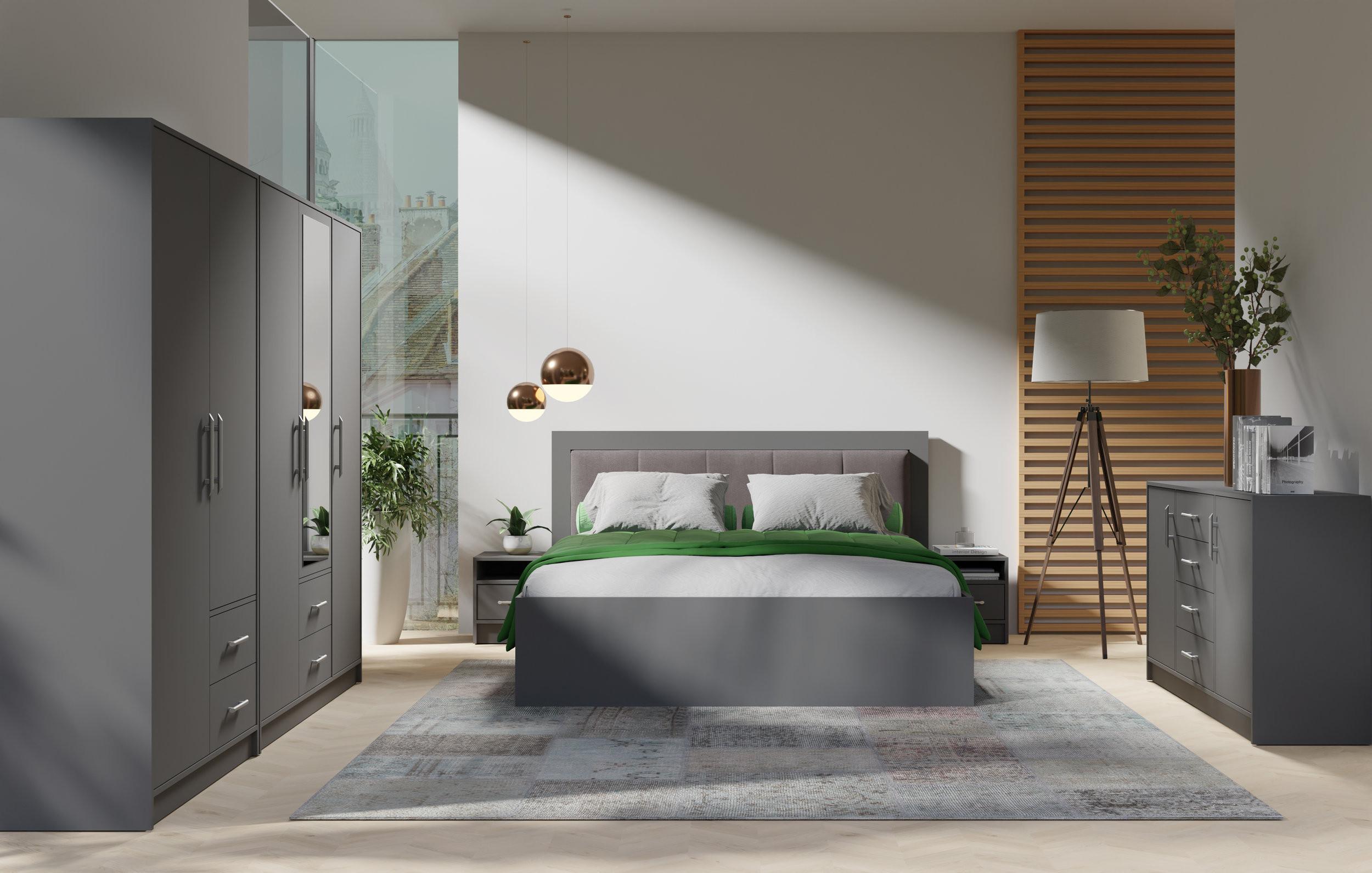 wohnli-moebel-suche-800001454261-1 DREHTÜRENSCHRANK VANO 200/190/56cm 4-türig Anthrazit Holzwerkstoff MASSENO Möbel > Schränke > Kleiderschränke > Drehtürenschränke Anthrazit