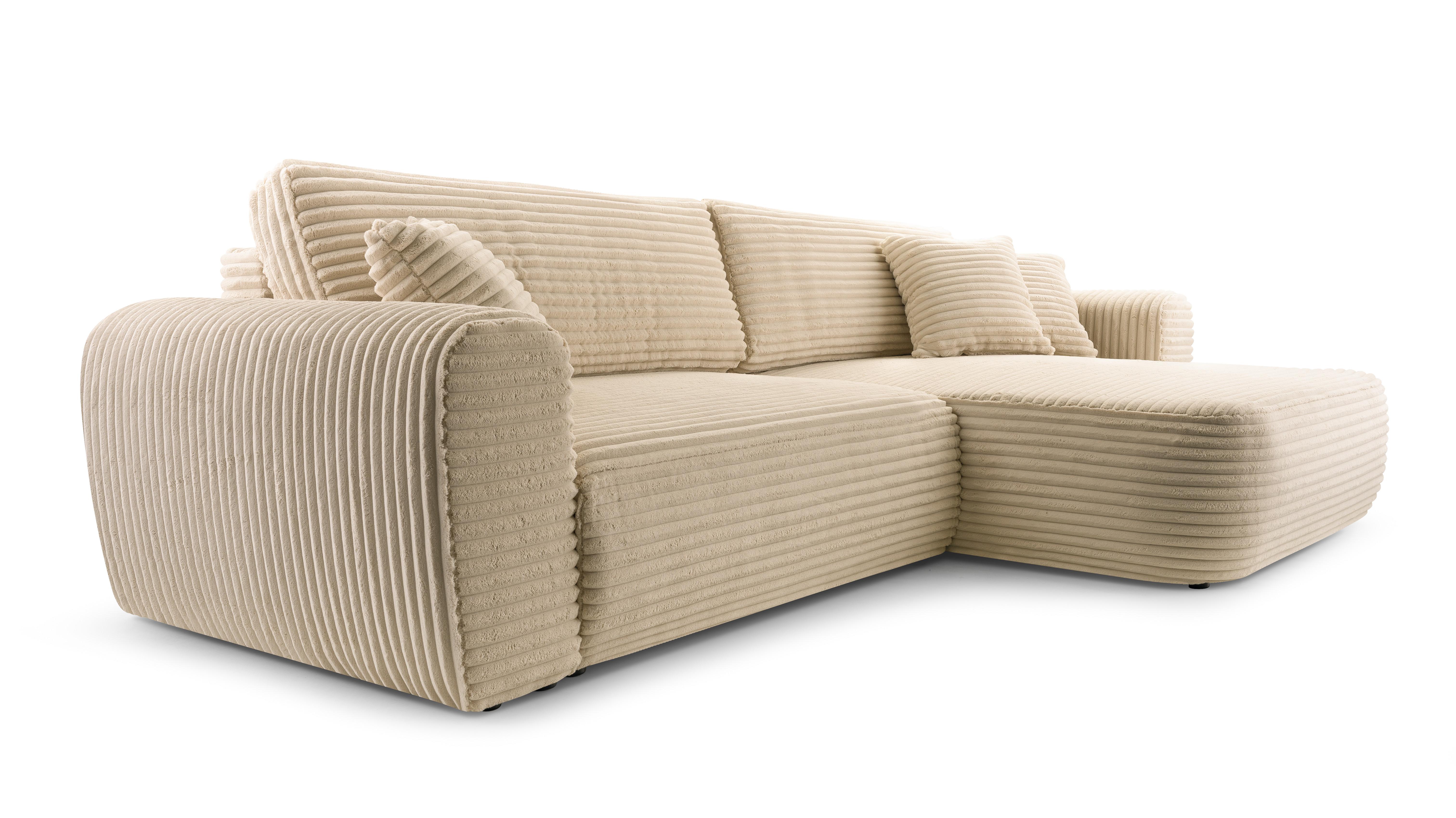 Wohnli Möbelsuche - ECKSOFA VIVA Beige Kordstoff mit Schlaffunktion