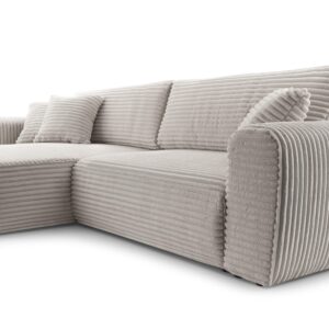 Wohnli Möbelsuche - ECKSOFA VIVA Grau Kordstoff mit Schlaffunktion