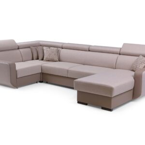 Wohnli Möbelsuche - WOHNLANDSCHAFT PALAZZO Beige Geflochtener Stoff mit Schlaffunktion