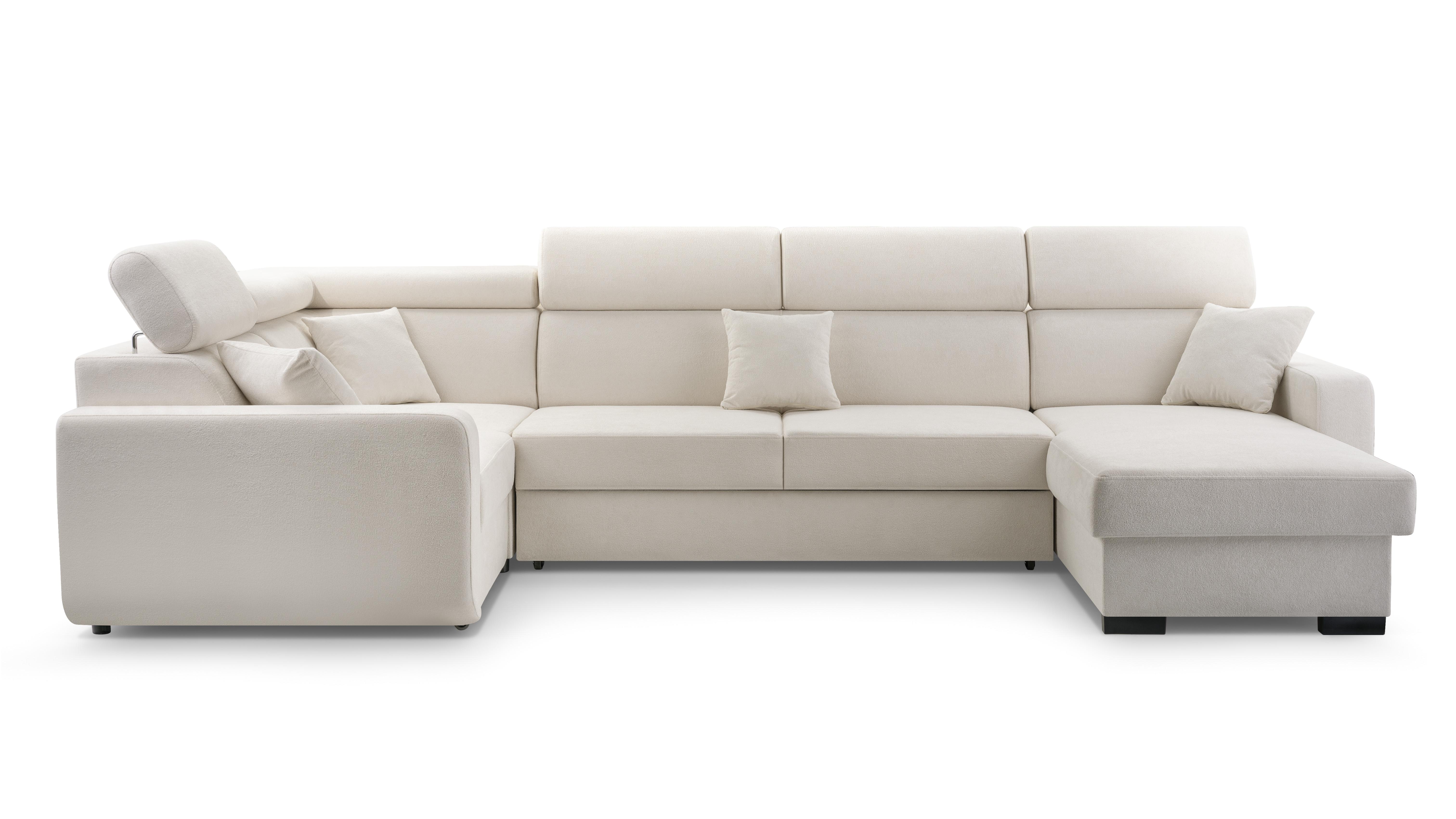 Wohnli Möbelsuche - WOHNLANDSCHAFT CASTELLO Beige Plüsch-Stoff mit Schlaffunktion