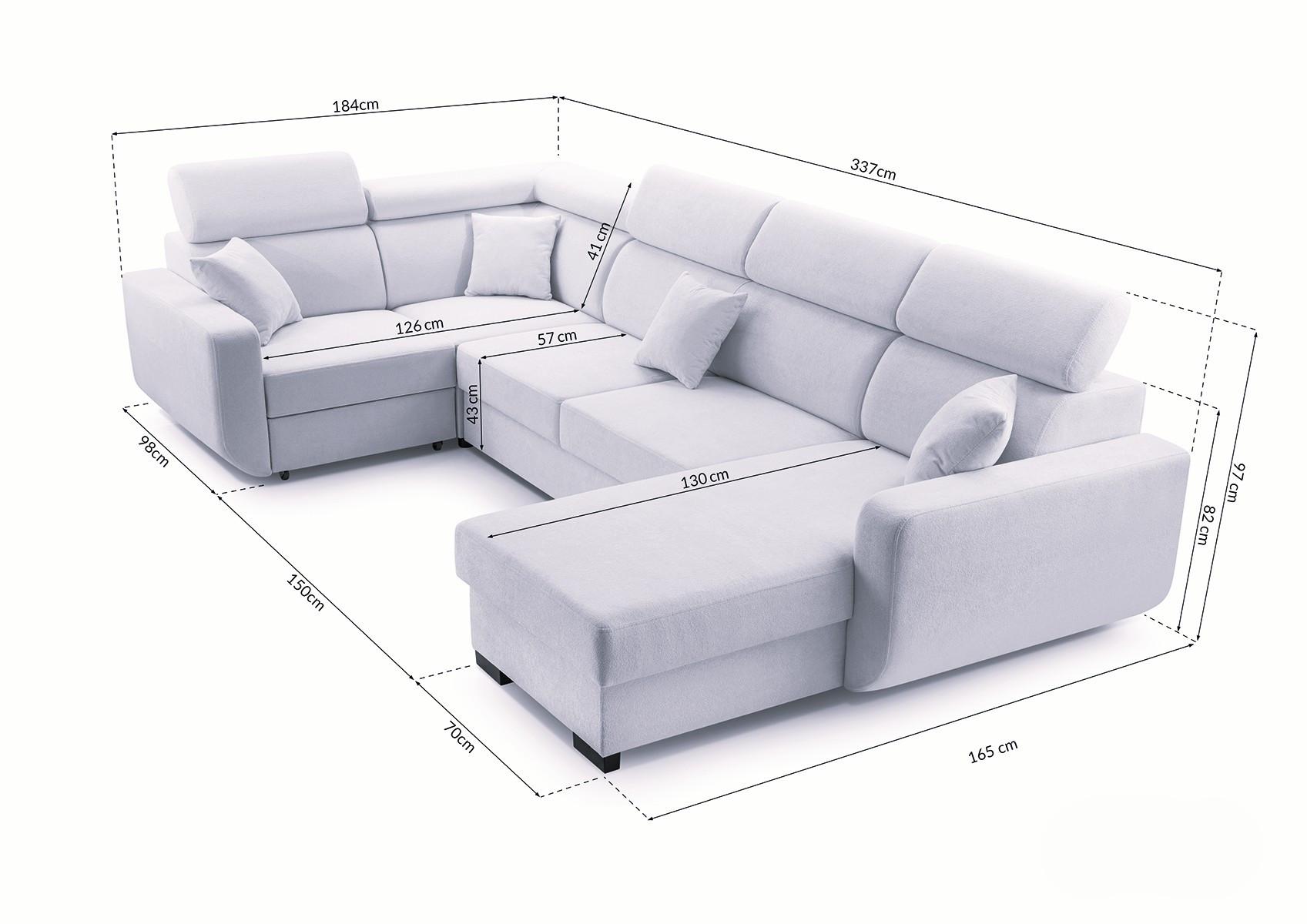 WOHNLANDSCHAFT CASTELLO Grau Plüsch-Stoff mit Schlaffunktion Holz MASSENO Möbel > Sofas & Couches > Wohnlandschaften > Wohnlandschaften U-Form Grau