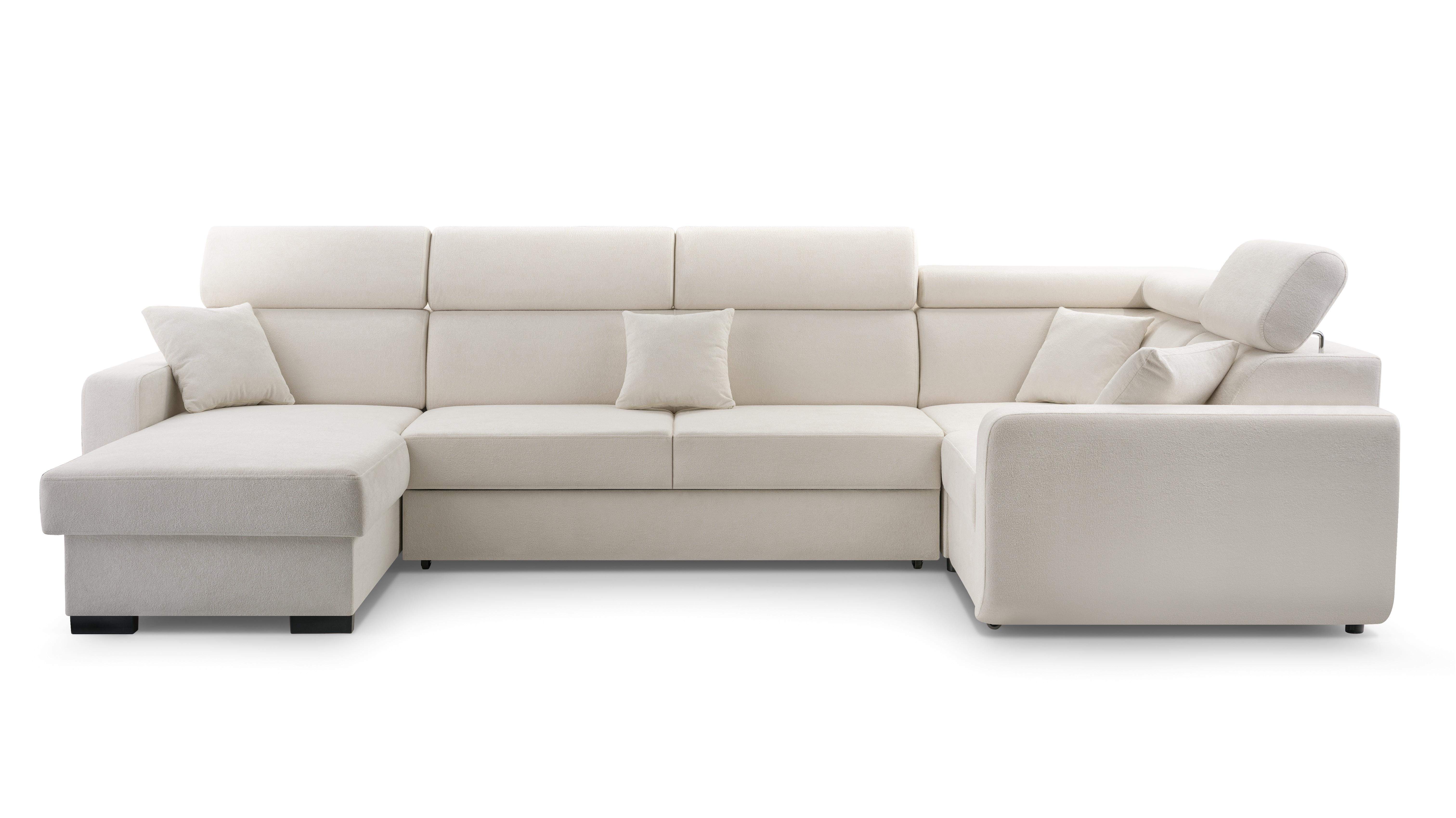 Wohnli Möbelsuche - WOHNLANDSCHAFT CASTELLO Beige Plüsch-Stoff mit Schlaffunktion