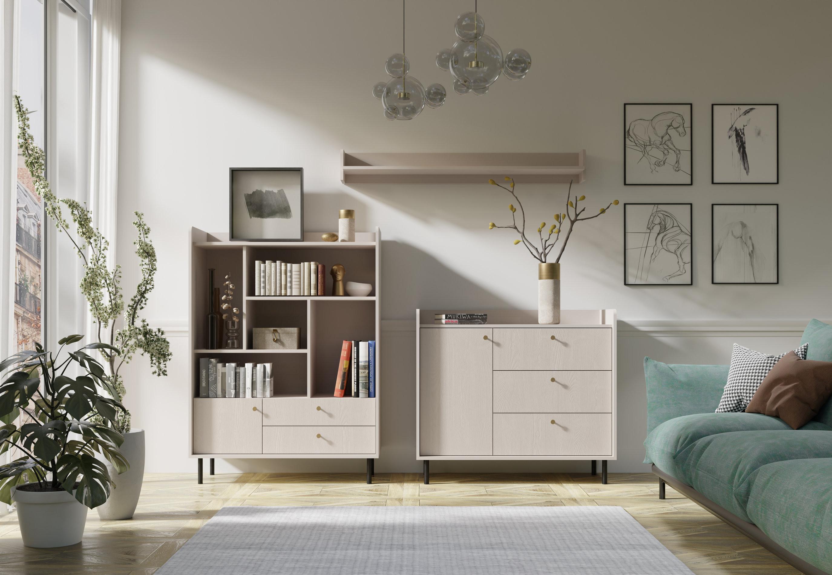 5/91/42cm mit 3 Schubladen 1 Türen Beige