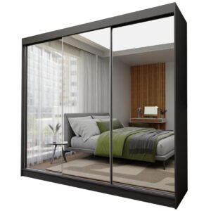 wohnli-moebel-suche-800001454858 Wohnli Möbelsuche - SCHWEBETÜRENSCHRANK BELLINA 240/216/61cm 3-türig mit Spiegel Grau