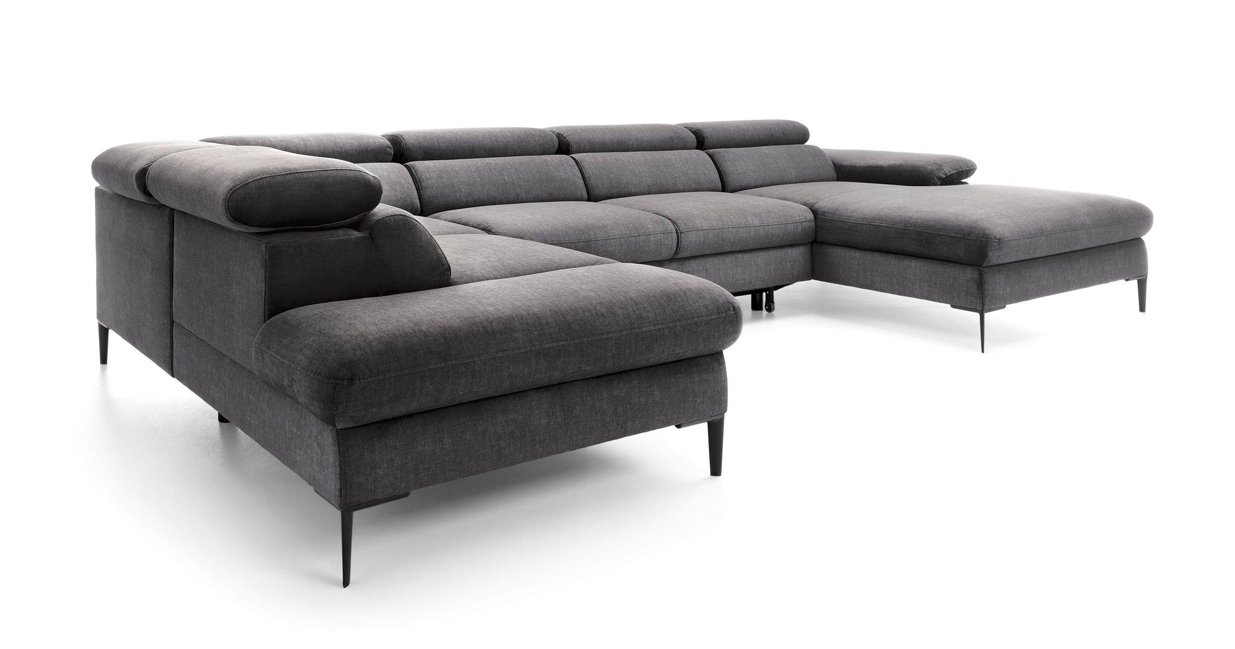 wohnli-moebel-suche-800001454972 Wohnli Möbelsuche - WOHNLANDSCHAFT MESTO Grau Velours-Stoff mit Schlaffunktion
