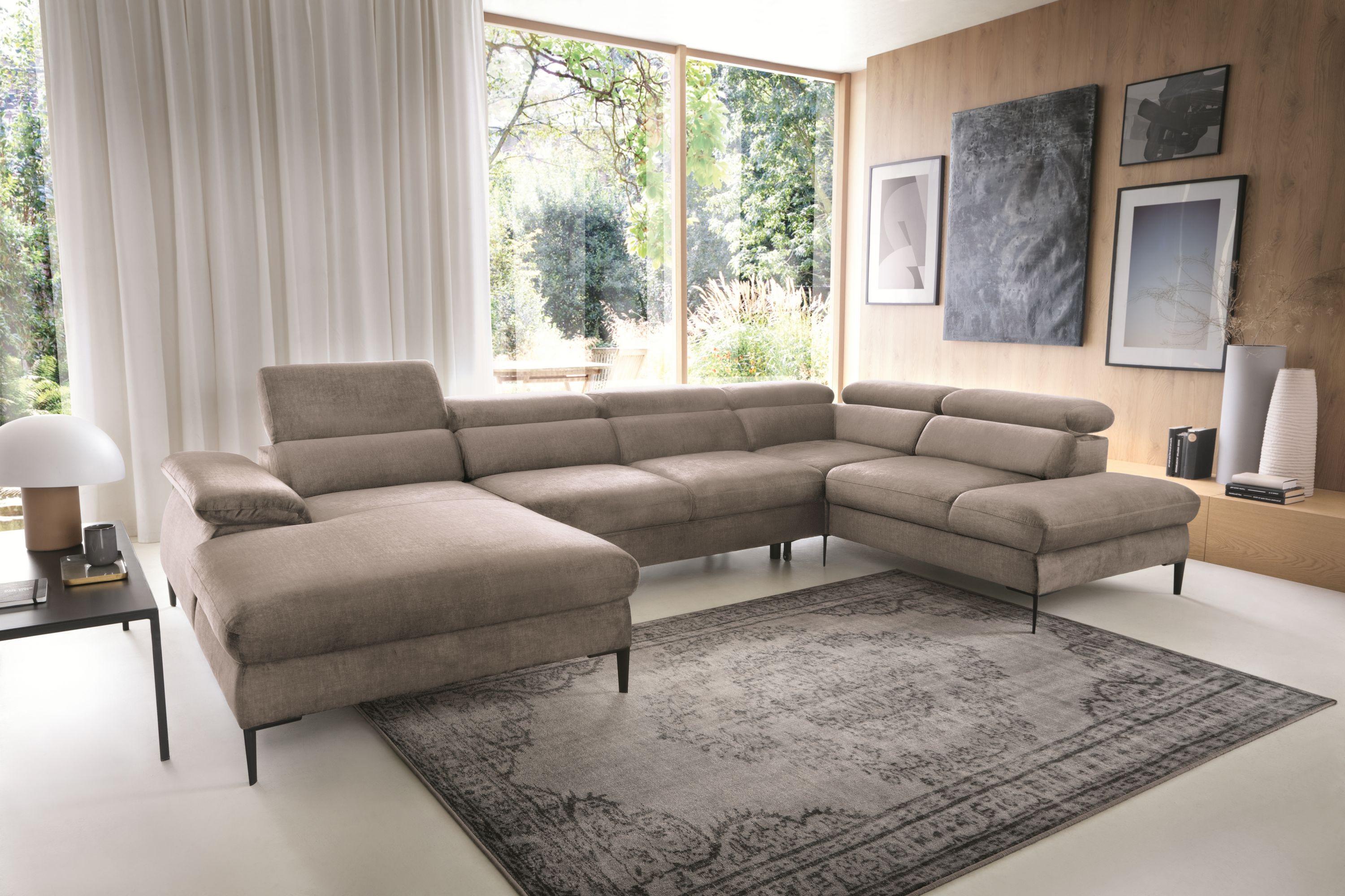 wohnli-moebel-suche-800001454983-1 WOHNLANDSCHAFT MESTO Braun Velours-Stoff mit Schlaffunktion Holz MASSENO Möbel > Sofas & Couches > Wohnlandschaften > Wohnlandschaften U-Form Braun