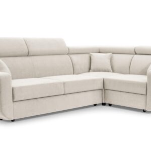 Wohnli Möbelsuche - ECKSOFA RENO Beige Plüsch-Stoff mit Schlaffunktion