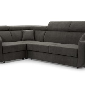 Wohnli Möbelsuche - ECKSOFA RENO Grau Plüsch-Stoff mit Schlaffunktion