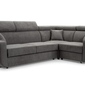 Wohnli Möbelsuche - ECKSOFA RENO Grau Plüsch-Stoff mit Schlaffunktion