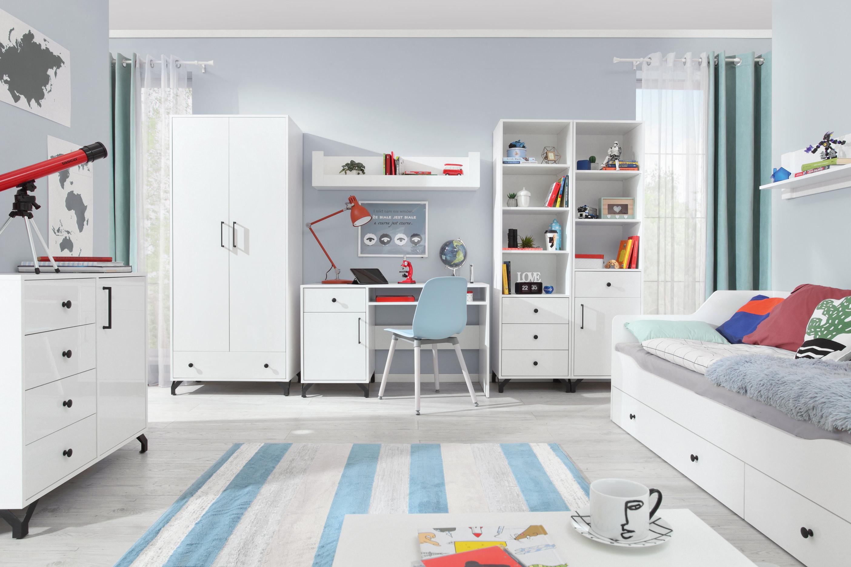 KOMMODE LANZA 90/85/40cm mit 4 Schubladen 1 Türen Weiß Holzwerkstoff MASSENO Möbel > Kommoden & Schubladenschränke > Kommoden Weiß