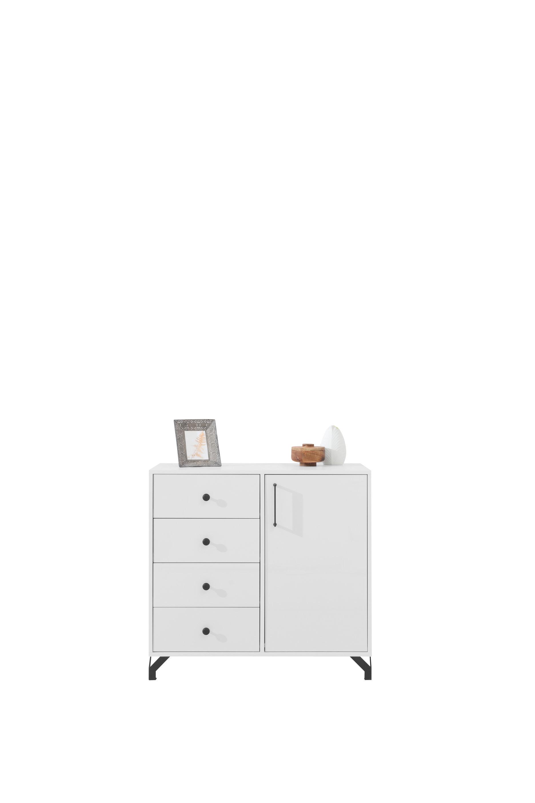 wohnli-moebel-suche-800001455108 Wohnli Möbelsuche - KOMMODE LANZA 90/85/40cm mit 4 Schubladen 1 Türen Weiß