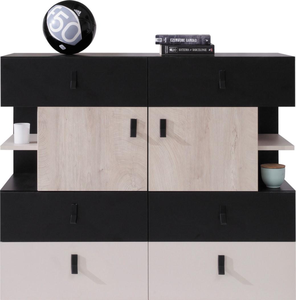 wohnli-moebel-suche-800001455156 Wohnli Möbelsuche - KOMMODE ISEO 110/90/40cm mit 6 Schubladen 4 Türen Schwarz