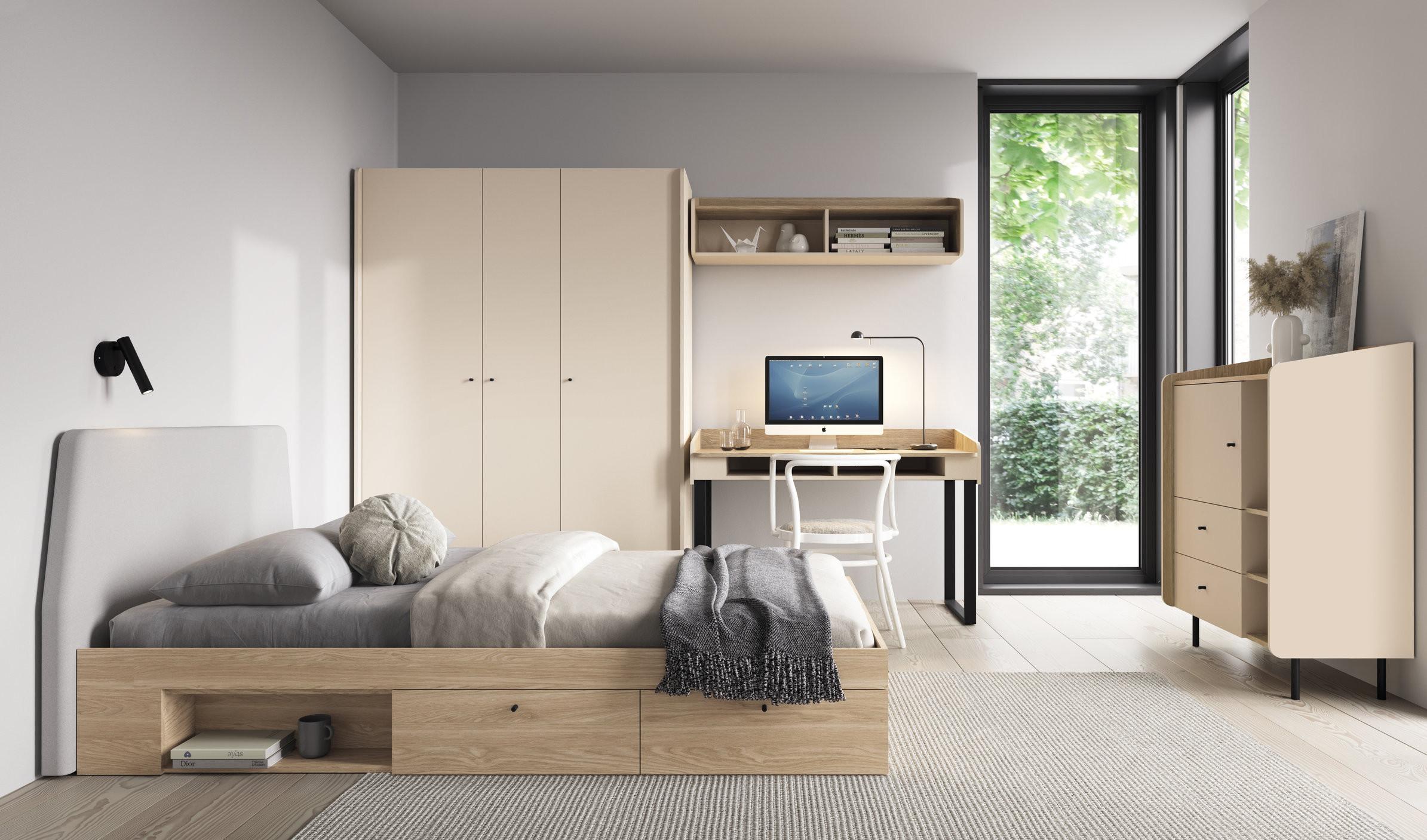 DREHTÜRENSCHRANK VETTA 145/195/52cm 3-türig Beige Holzwerkstoff MASSENO Möbel > Schränke > Kleiderschränke > Drehtürenschränke Beige