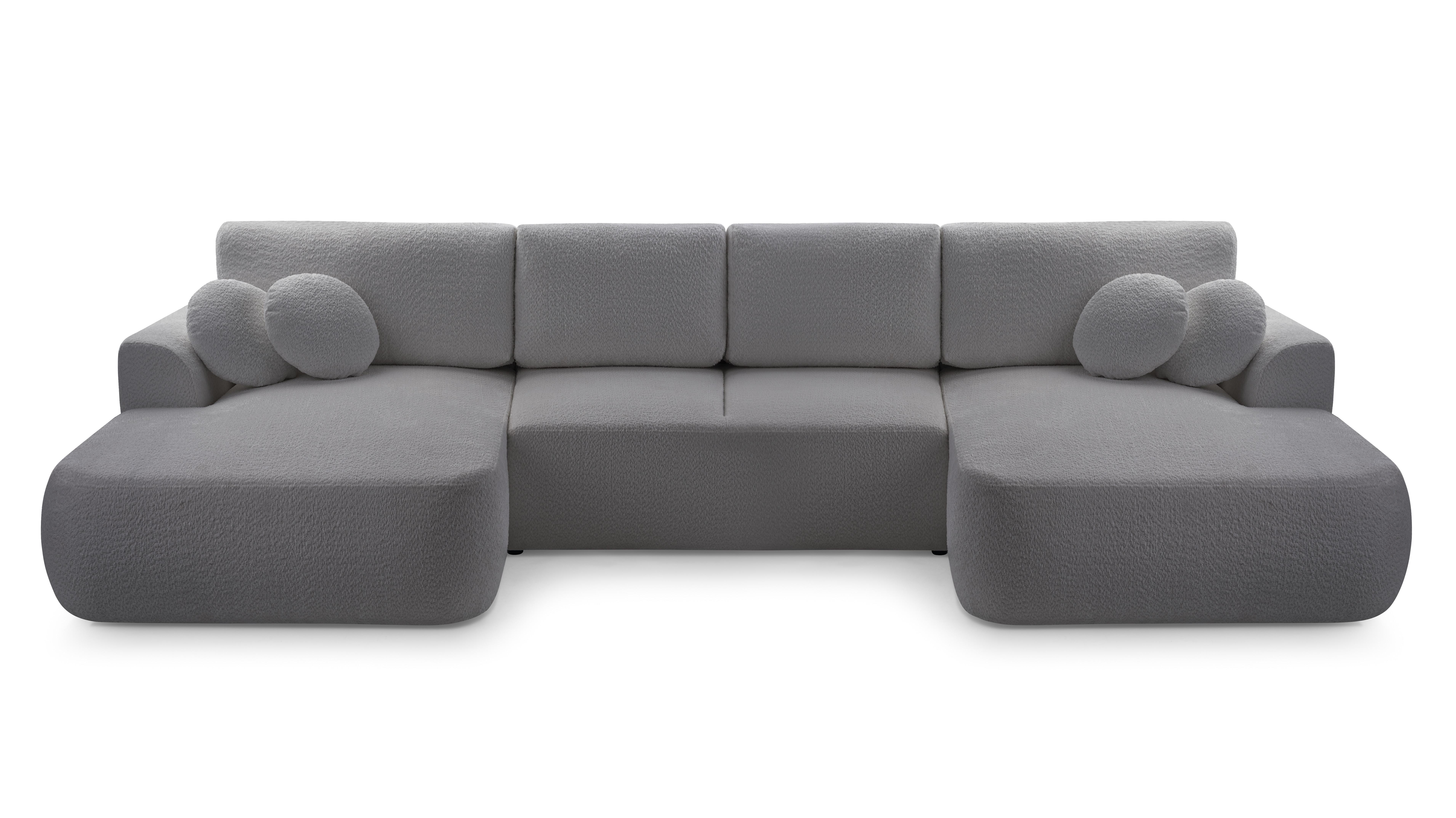 wohnli-moebel-suche-800001455323 Wohnli Möbelsuche - WOHNLANDSCHAFT FILO Grau Boucle-Stoff mit Schlaffunktion
