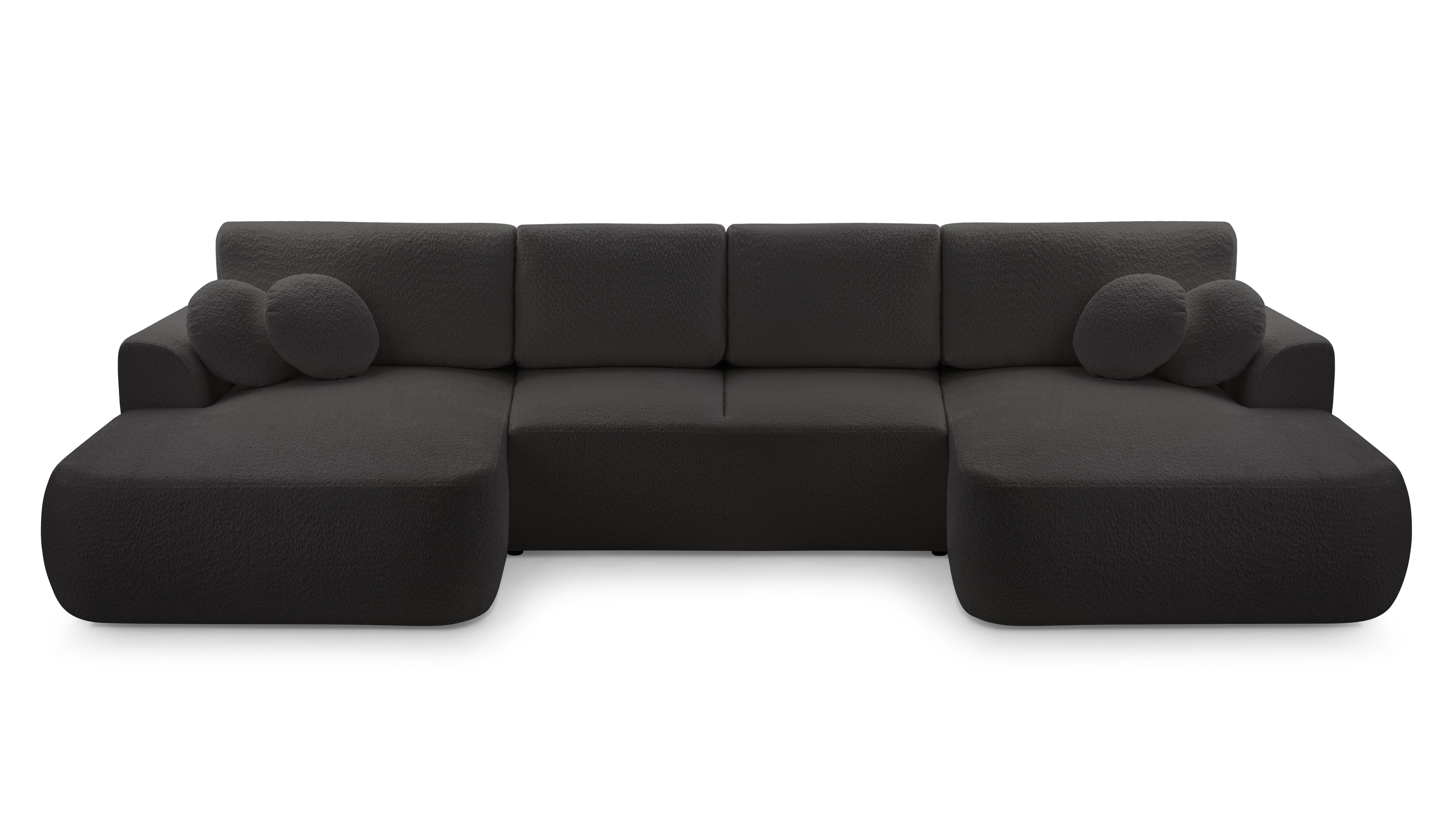 wohnli-moebel-suche-800001455325 Wohnli Möbelsuche - WOHNLANDSCHAFT FILO Schwarz Boucle-Stoff mit Schlaffunktion