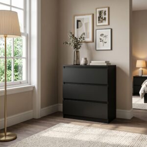 wohnli-moebel-suche-800001455460-1 5/39cm mit 3 Schubladen Türen Schwarz