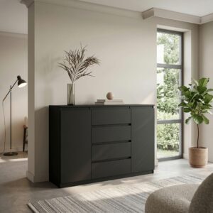 wohnli-moebel-suche-800001455480-1 5/39cm mit 4 Schubladen 2 Türen Schwarz