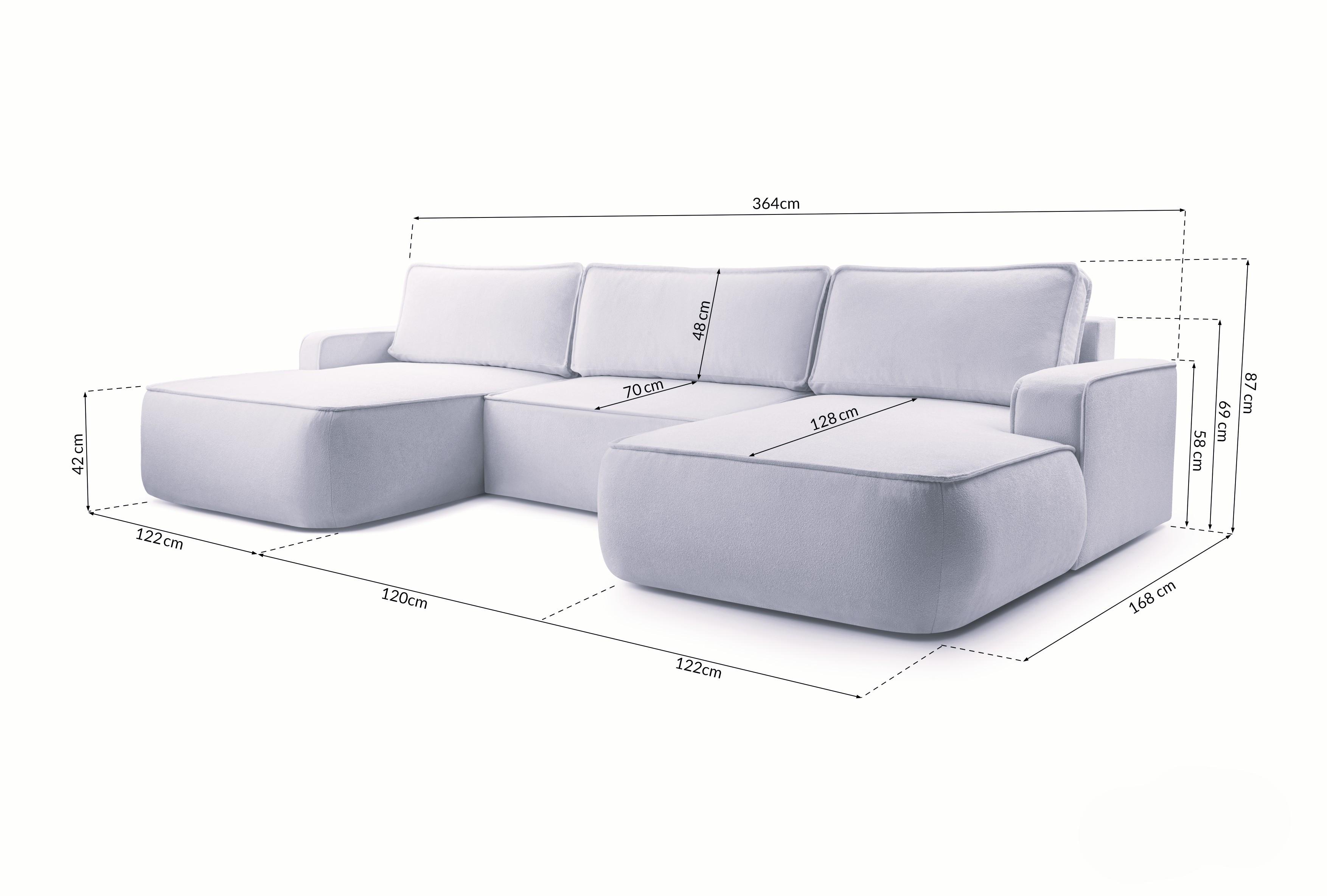 wohnli-moebel-suche-800001455510-1 WOHNLANDSCHAFT SOLO Grau Boucle-Stoff mit Schlaffunktion Holz MASSENO Möbel > Sofas & Couches > Wohnlandschaften > Wohnlandschaften U-Form Grau