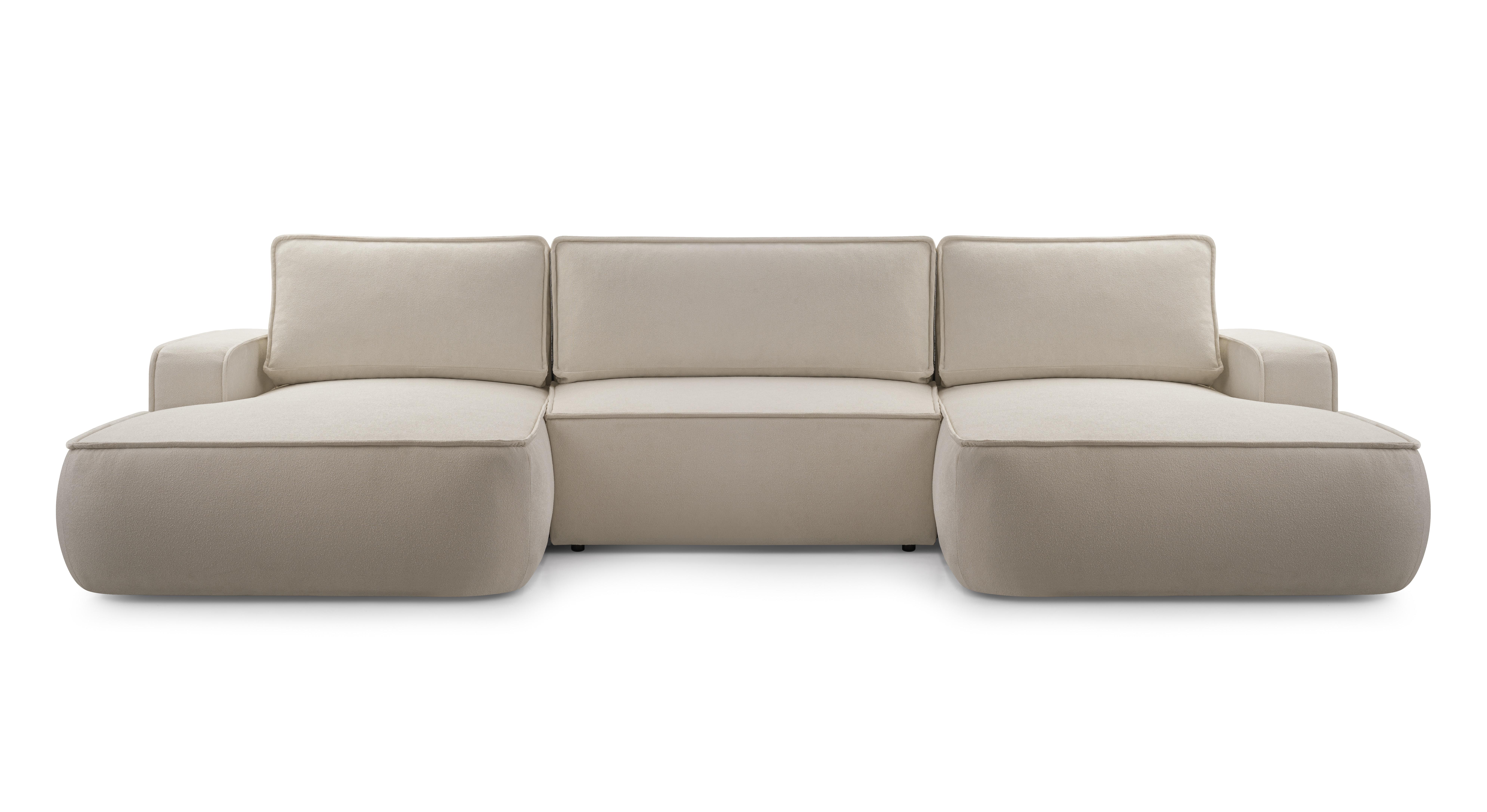 Wohnli Möbelsuche - WOHNLANDSCHAFT SOLO Beige Boucle-Stoff mit Schlaffunktion