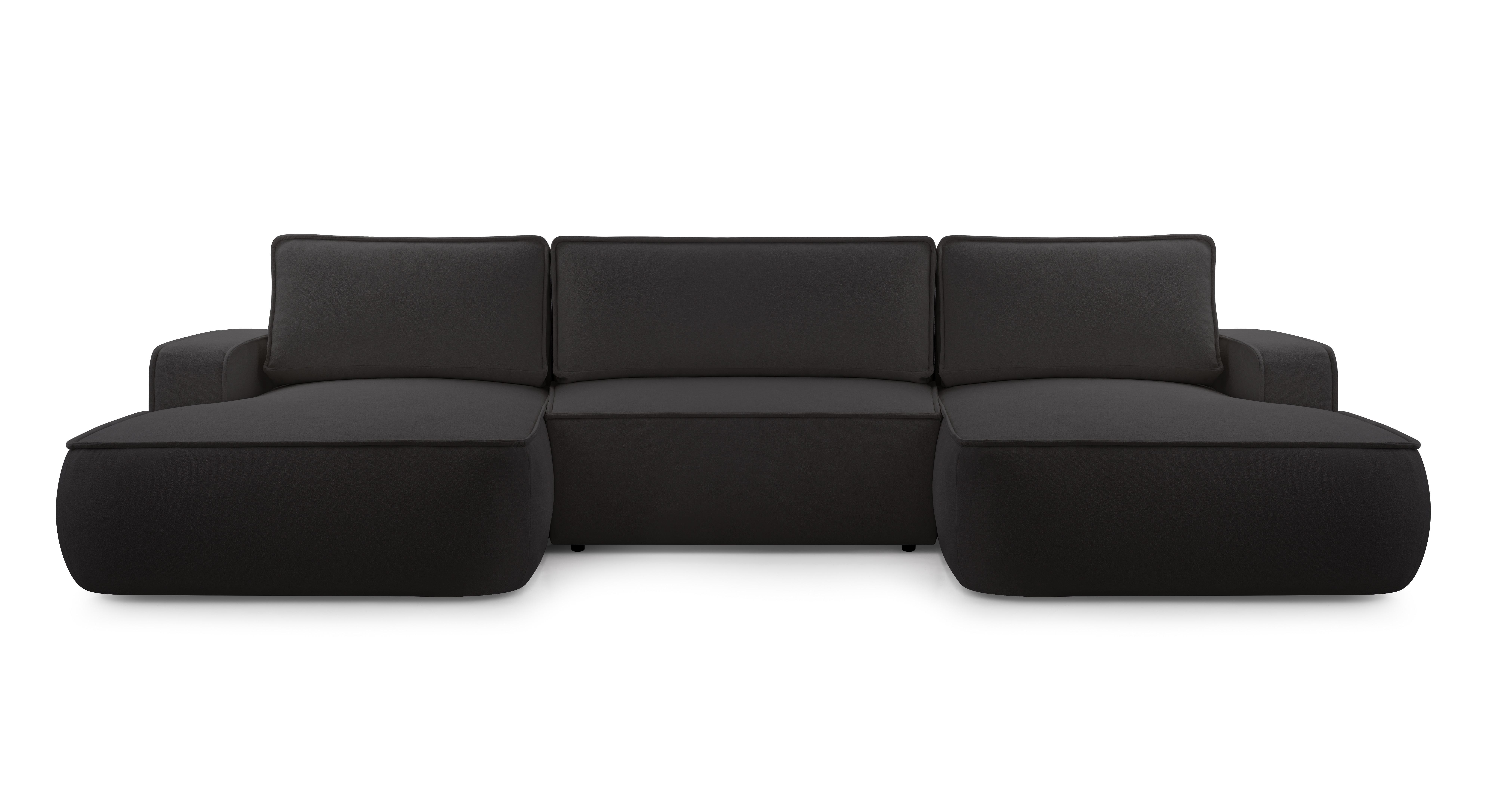 wohnli-moebel-suche-800001455534 Wohnli Möbelsuche - WOHNLANDSCHAFT SOLO Schwarz Boucle-Stoff mit Schlaffunktion