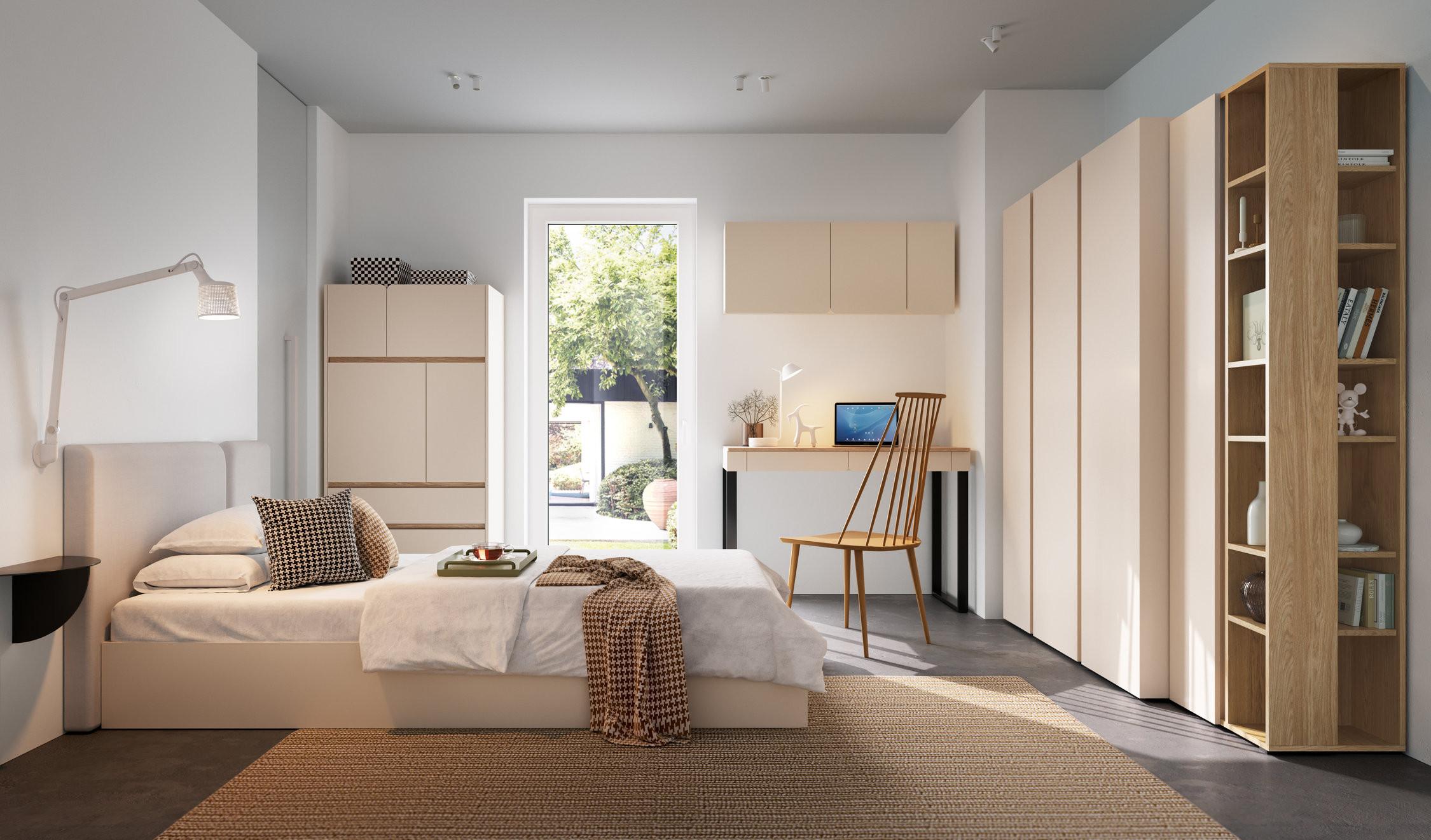 wohnli-moebel-suche-800001455546-1 DREHTÜRENSCHRANK MURO 145/195/50cm 3-türig mit Spiegel Beige Holzwerkstoff MASSENO Möbel > Schränke > Kleiderschränke > Drehtürenschränke Beige