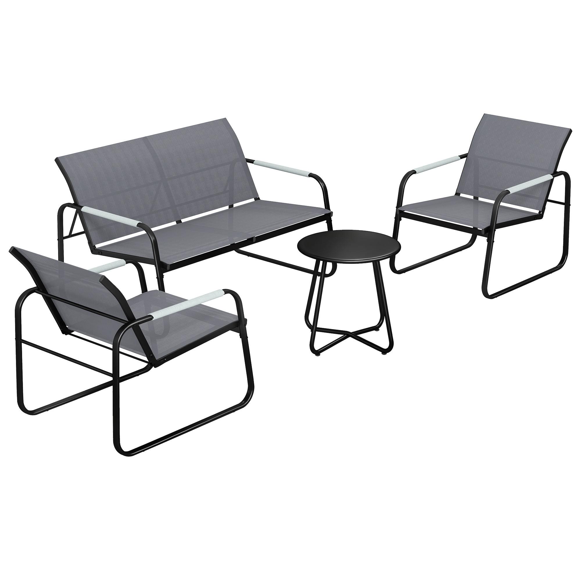 wohnli-moebel-suche-800001455671 Wohnli Möbelsuche - BALKONMÖBEL-SET 4er Set Verzinkter-Stahl Netzstoff Grau
