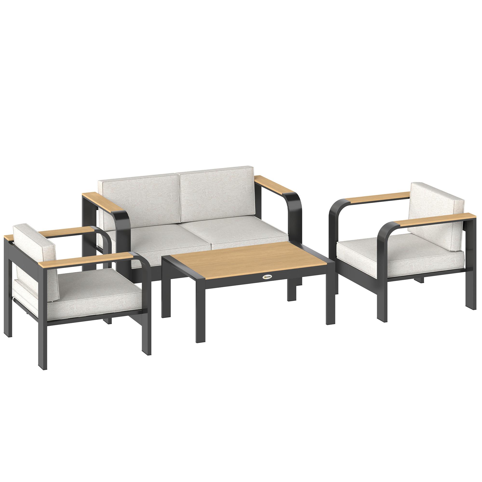 wohnli-moebel-suche-800001455714 Wohnli Möbelsuche - GARTENMÖBEL-SET 4er Set Aluminium WPC Beige
