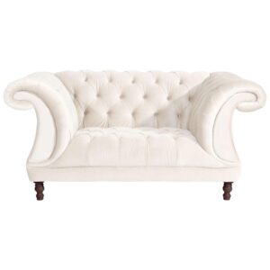 CHESTERFIELD Sessel Kaylin Samtvelours creme Kunststoff 58aufmkessel Möbel > Sessel > Polstersessel Weiß