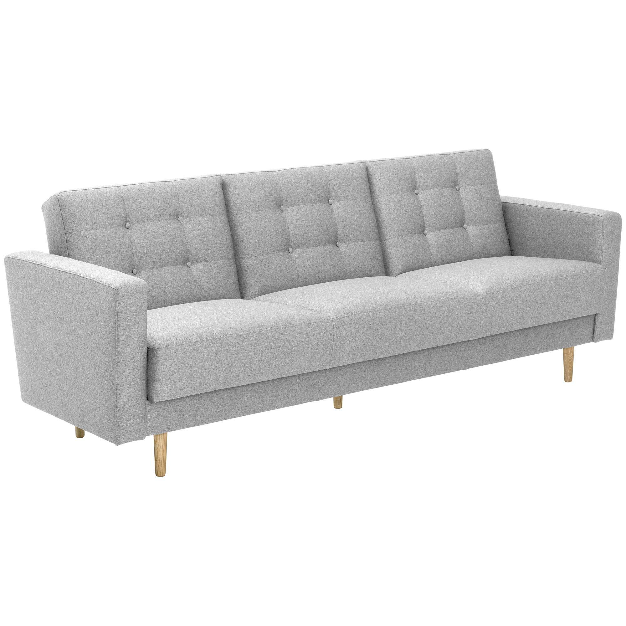Wohnli Möbelsuche - SOFA 3-Sitzer mit Bettfunktion Kazia Flachgewebe hellgrau
