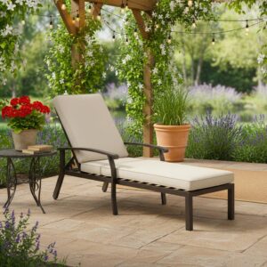 wohnli-moebel-suche-800001467547-1 SONNENLIEGE 204 cm Aluminium Dunkelgrau Verstellbare Relaxliege mit Polster Metall Urban Meuble Garten & Outdoor > Gartenmöbel > Gartenliegen Beige