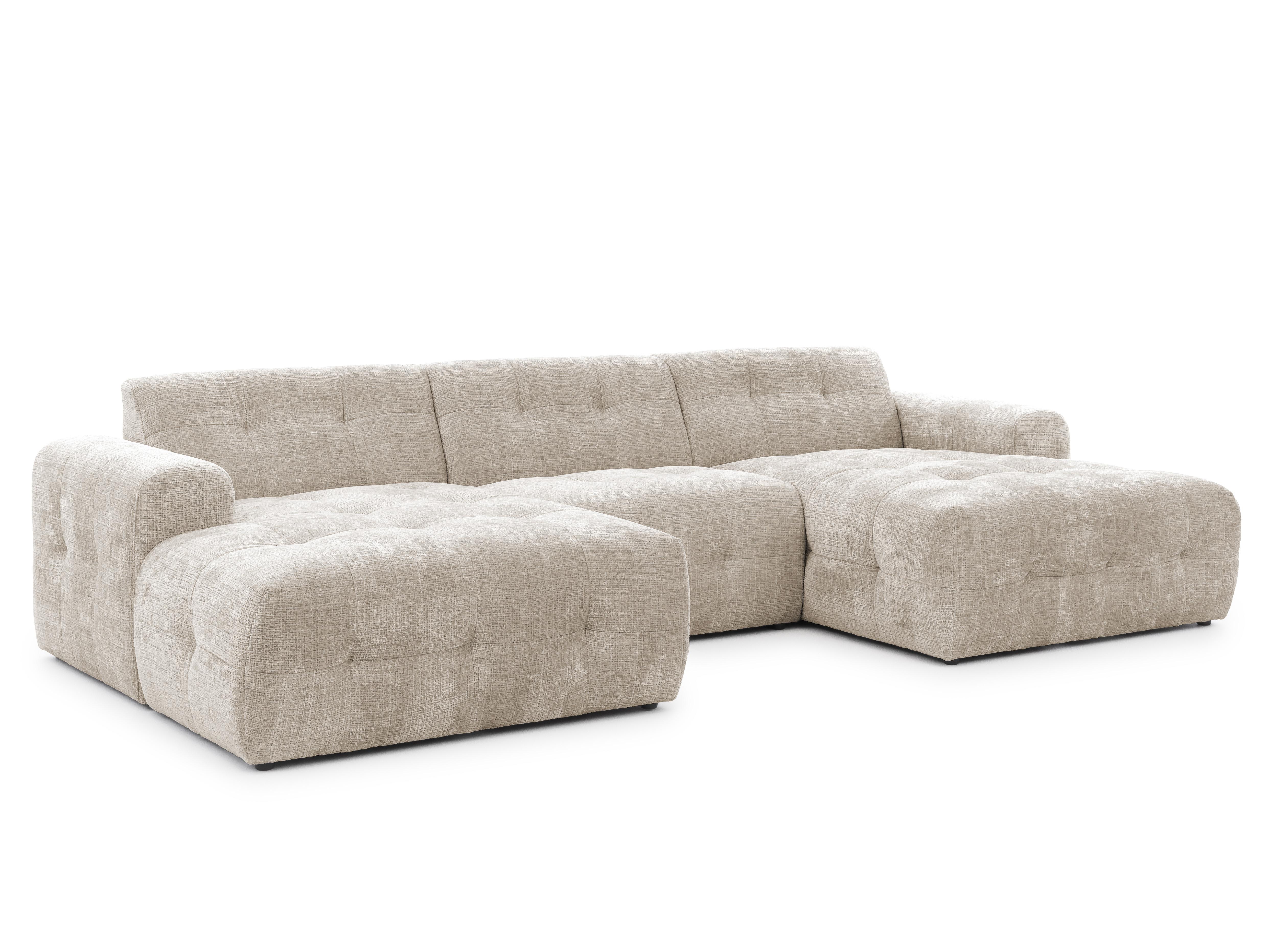 Wohnli Möbelsuche - WOHNLANDSCHAFT Kozy im Bumpy-Design mit fester Rückenlehne aus weichem Dunkelbeige Chenille-Stoff