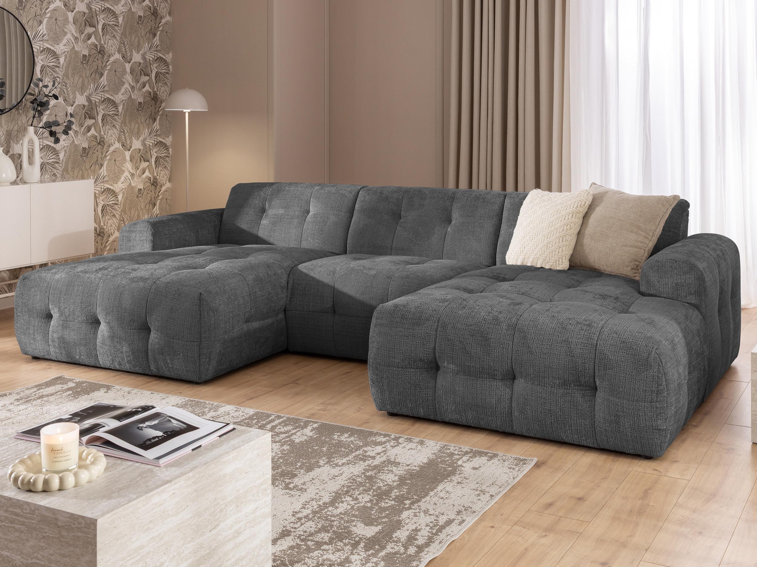 wohnli-moebel-suche-800001471652-1 WOHNLANDSCHAFT Kozy im Bumpy-Design mit fester Rückenlehne aus weichem Grau Chenille-Stoff Textil S-Style Möbel Möbel > Sofas & Couches > Wohnlandschaften > Wohnlandschaften U-Form Grau