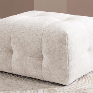 wohnli-moebel-suche-800001472075-1 POLSTERHOCKER Kozy im Bumpy-Design aus weichem Beige Chenille-Stoff Holz, Textil S-Style Möbel Möbel > Sessel > Hocker Weiß