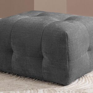 wohnli-moebel-suche-800001472090-1 POLSTERHOCKER Kozy im Bumpy-Design aus weichem Grau Chenille-Stoff Holz, Textil S-Style Möbel Möbel > Sessel > Hocker Grau