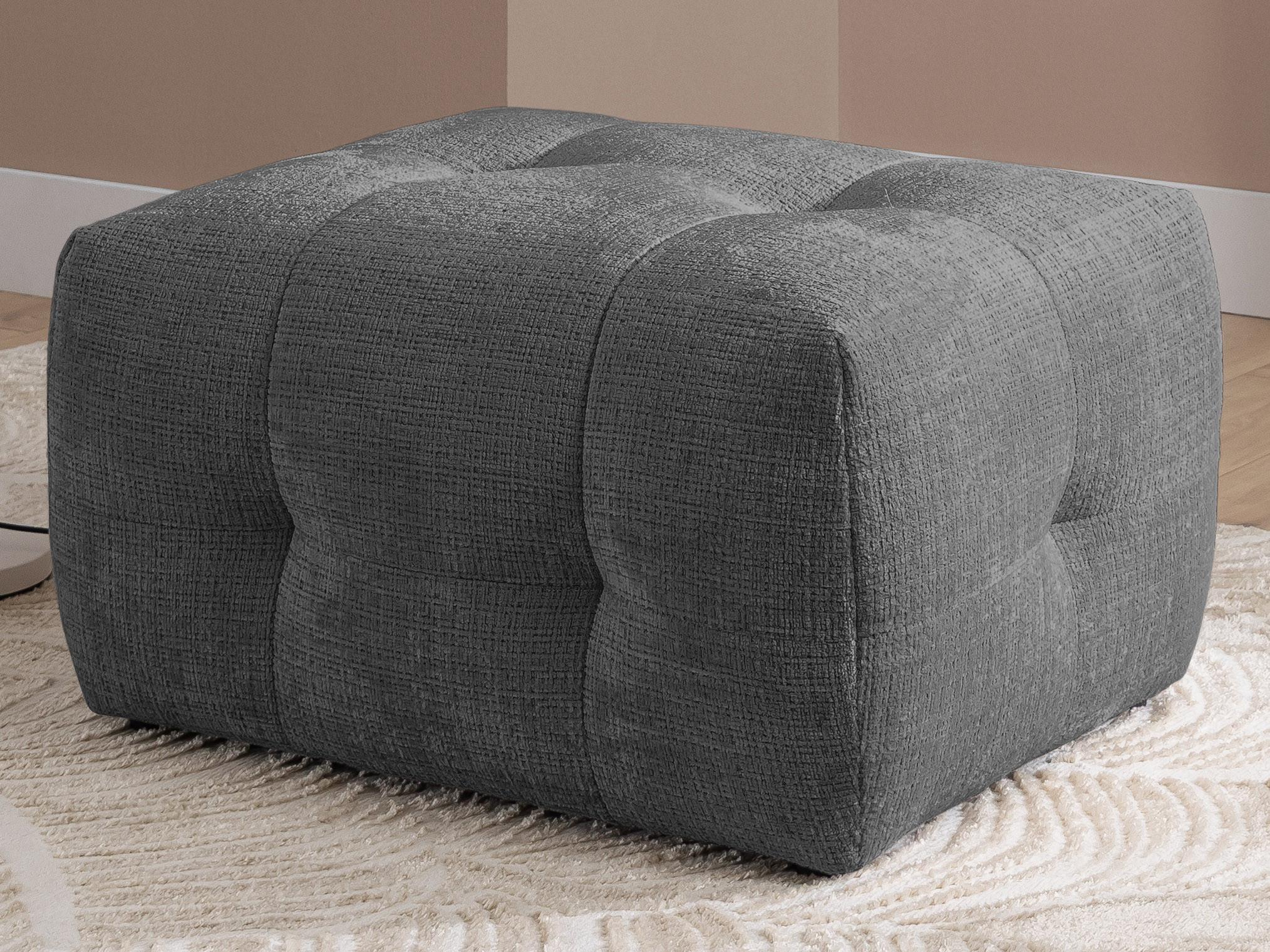 wohnli-moebel-suche-800001472090-1 POLSTERHOCKER Kozy im Bumpy-Design aus weichem Grau Chenille-Stoff Holz, Textil S-Style Möbel Möbel > Sessel > Hocker Grau