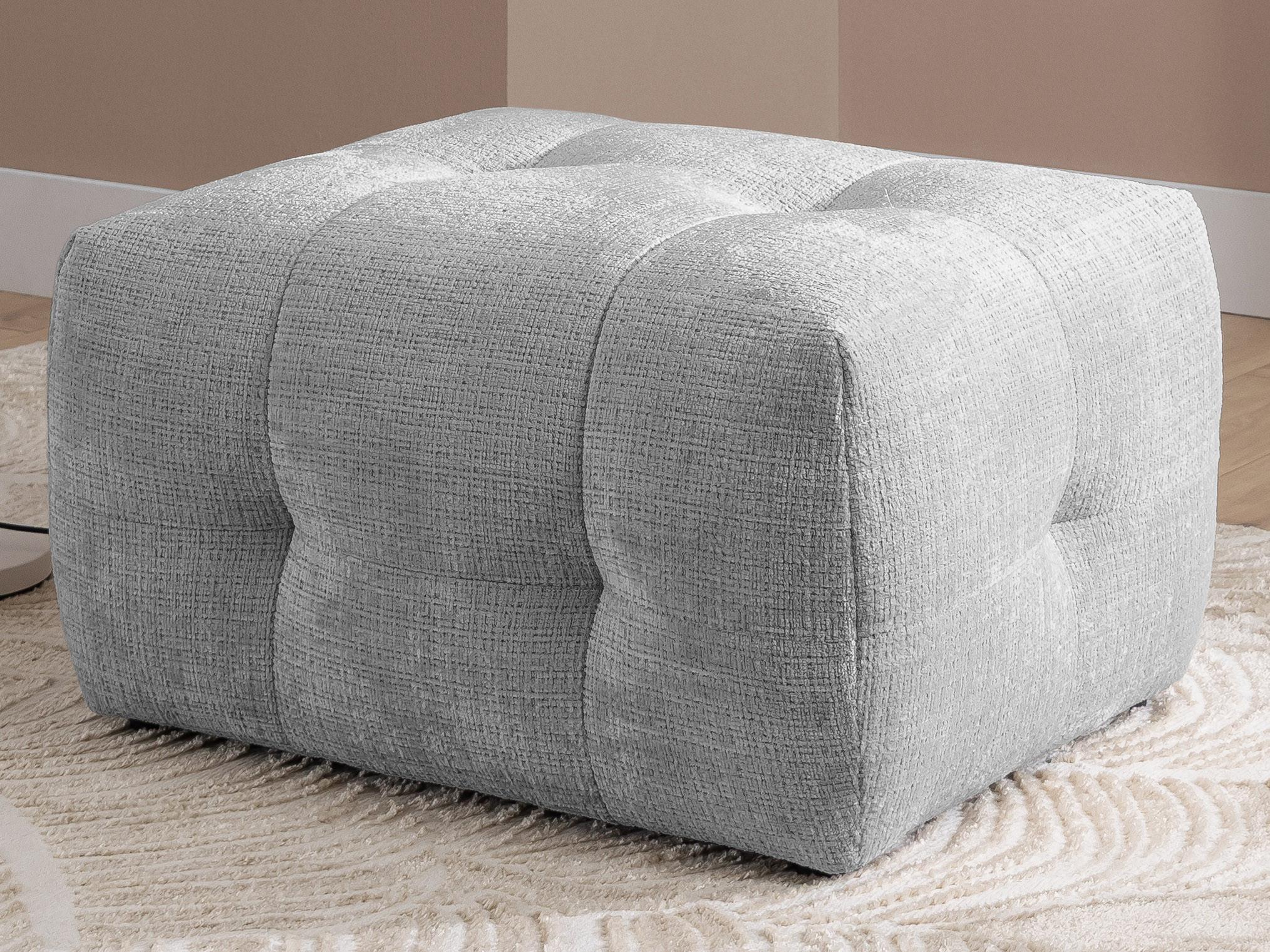 wohnli-moebel-suche-800001472093-1 POLSTERHOCKER Kozy im Bumpy-Design aus weichem Hellgrau Chenille-Stoff Holz, Textil S-Style Möbel Möbel > Sessel > Hocker Grau