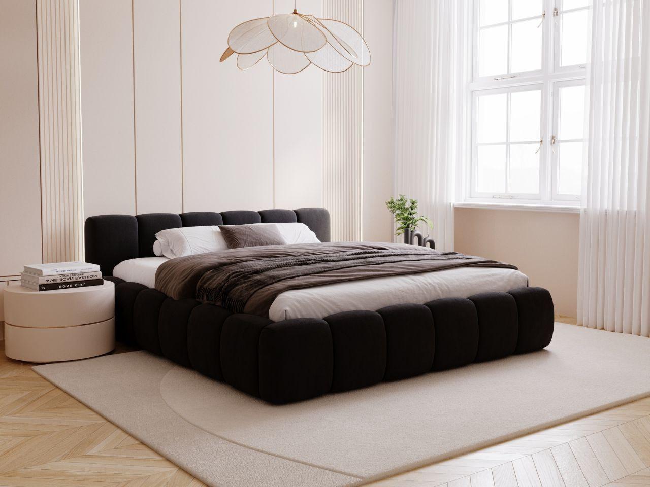 wohnli-moebel-suche-800001473514-1 POLSTERBETT Cloud low 140x200 Schwarz Textil Graingold Möbel > Betten > Polsterbetten Schwarz
