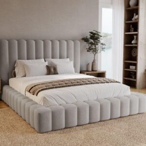 wohnli-moebel-suche-800001473540-1 POLSTERBETT Rotto 140x200 Hellgrau Textil Graingold Möbel > Betten > Polsterbetten Grau