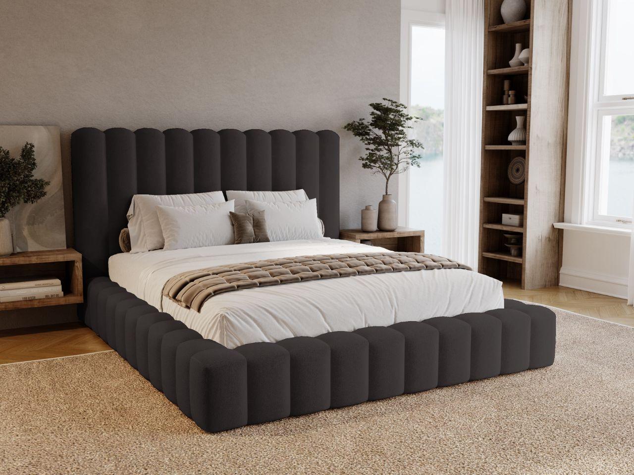 POLSTERBETT Rotto 180x200 Schwarz Textil Graingold Möbel > Betten > Polsterbetten Schwarz