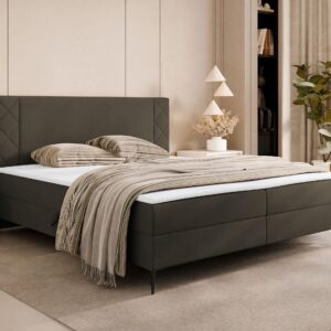 wohnli-moebel-suche-800001473629-1 BOXBETT Portes - H3 Textil MIRJAN24 Möbel > Betten > Boxspringbetten Braun