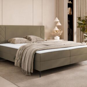 wohnli-moebel-suche-800001473630-1 BOXBETT Portes - H3 Textil MIRJAN24 Möbel > Betten > Boxspringbetten Braun