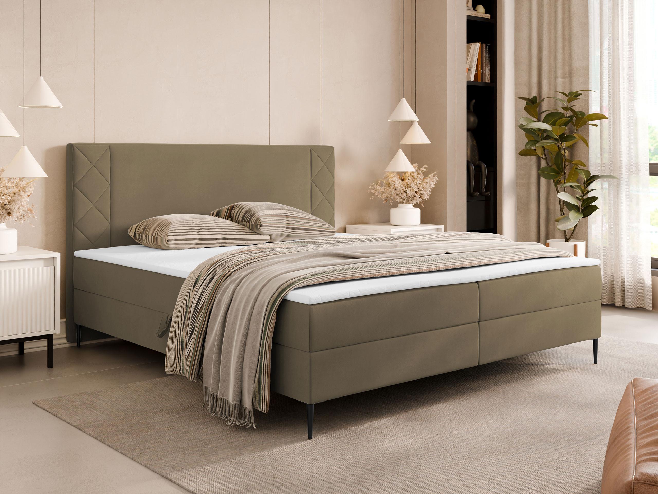 BOXBETT Portes - H3 Textil MIRJAN24 Möbel > Betten > Boxspringbetten Braun