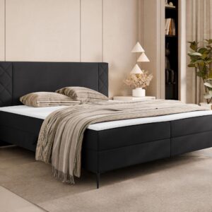 wohnli-moebel-suche-800001473652-1 BOXBETT Portes - H3 Textil MIRJAN24 Möbel > Betten > Boxspringbetten Schwarz