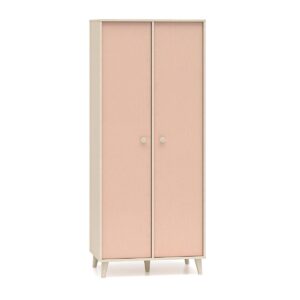 wohnli-moebel-suche-800001473718 Wohnli Möbelsuche - BABYKLEIDERSCHRANK 2 Türen Alycia Beige - Korallenrosa - Holzeffekt