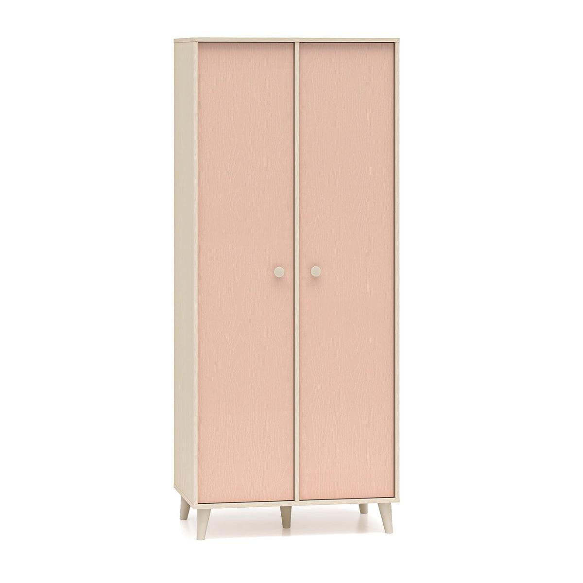 wohnli-moebel-suche-800001473718 Wohnli Möbelsuche - BABYKLEIDERSCHRANK 2 Türen Alycia Beige - Korallenrosa - Holzeffekt