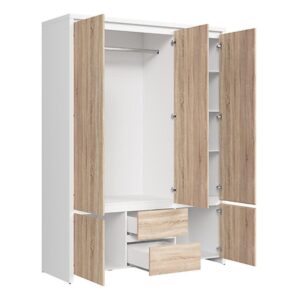 wohnli-moebel-suche-800001473725-1 SCHRANK 3 Türen Soren Holz und Weiß Holzwerkstoff Petits-meubles Möbel > Schränke > Kleiderschränke Weiß