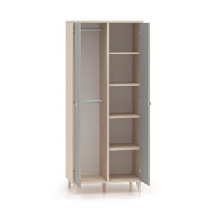 wohnli-moebel-suche-800001473726-1 SCHRANK 2 Türen Alycia Beige - Grau - Holzeffekt Holz Petits-meubles Möbel > Schränke > Kleiderschränke Grau