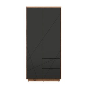 wohnli-moebel-suche-800001473727-1 SCHRANK 2 Türen Sven Schwarz und Holz Holzwerkstoff Petits-meubles Möbel > Schränke > Kleiderschränke Schwarz