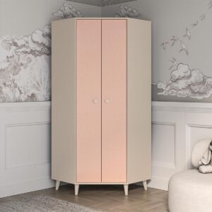 wohnli-moebel-suche-800001473728-1 KLEIDERSCHRANK 2 Türen Alycia Beige - Korallenrosa - Holzeffekt Holz Petits-meubles Möbel > Schränke > Kleiderschränke Beige